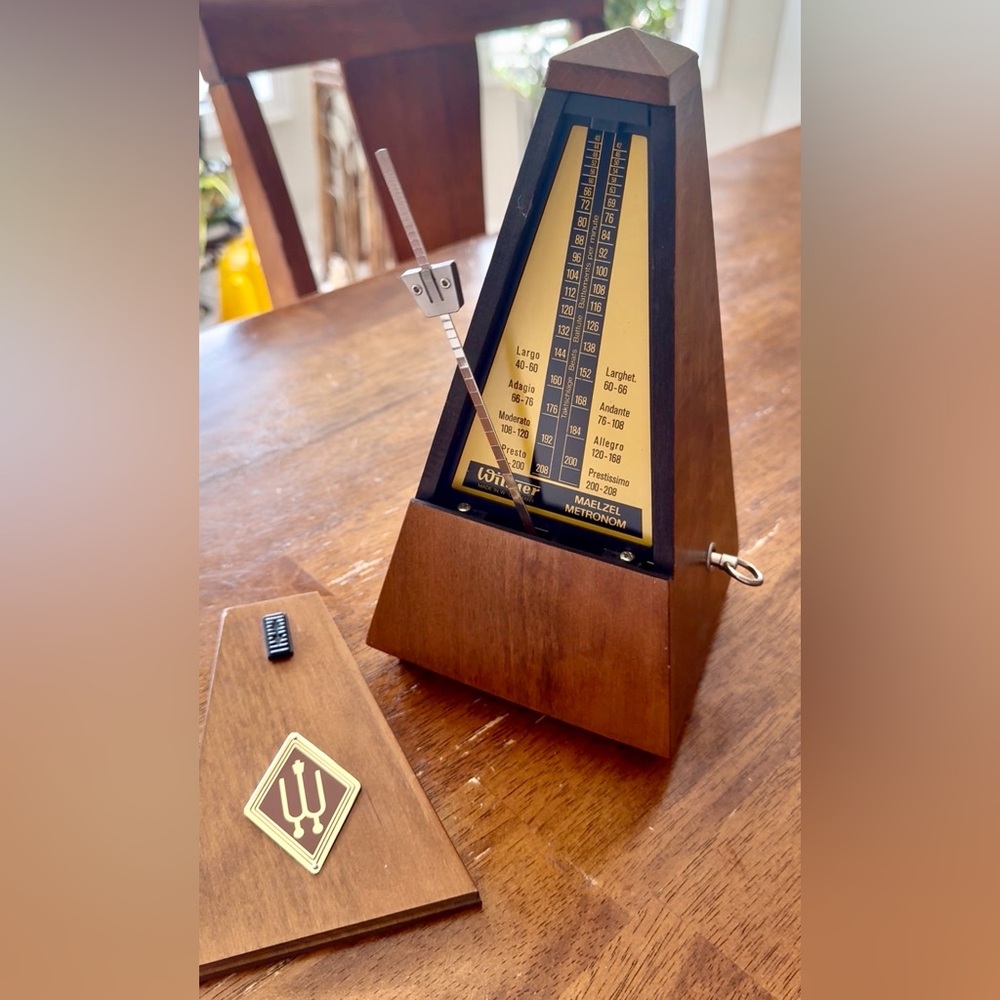 Vintage Wittner Metronome Wood Pyramid Mechanical Tempo Scale from W. Germany
